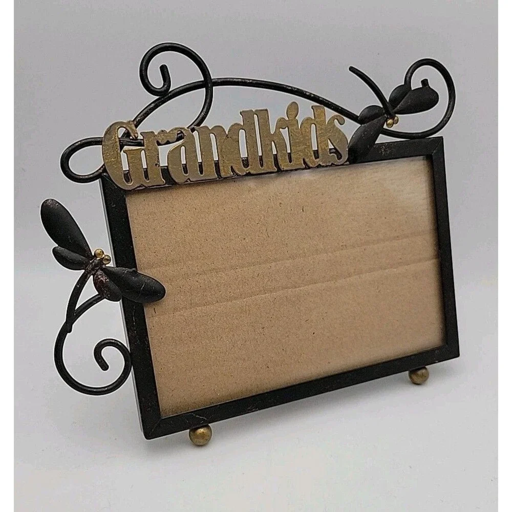 Grandkids Dragonfly Metal Picture Frame Easel Style 4x6